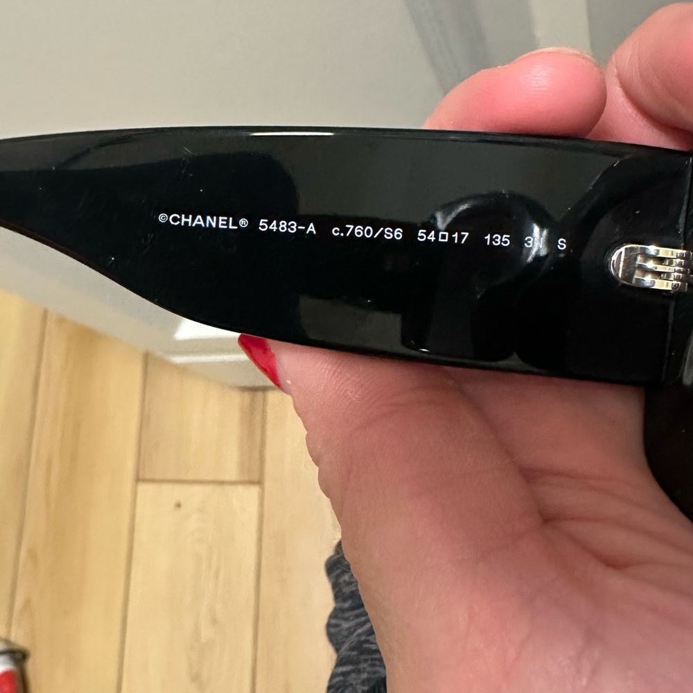 Authentic Chanel Black Rectangle Sunglasses - image 3